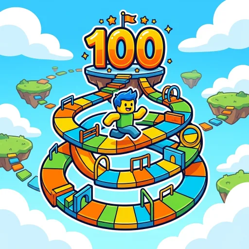 Matching 512 pixel game icon for a 100 stage obby on floating sky islands