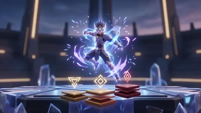 Render thumbnail for an anime-style fighting arena with skills and ranks