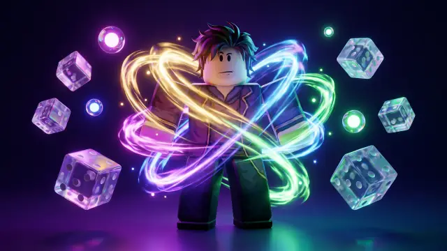 Rendered thumbnail for an aura rolling RNG game with glowing rarity auras