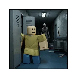 Avatar game icon from the same game: a blocky player in a dark room with a looming shadow. Made with spawnpop in a test run dated 2026-10-21.